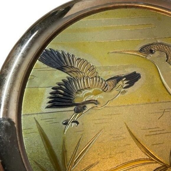 VTG Art of Chokin 24K Gold Trim Fish Bird on Branch Keepsake Trinket Box Japan 2 - Picture 6 of 13